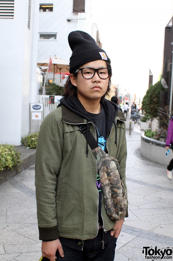 Carhartt beanie and Gregory bag