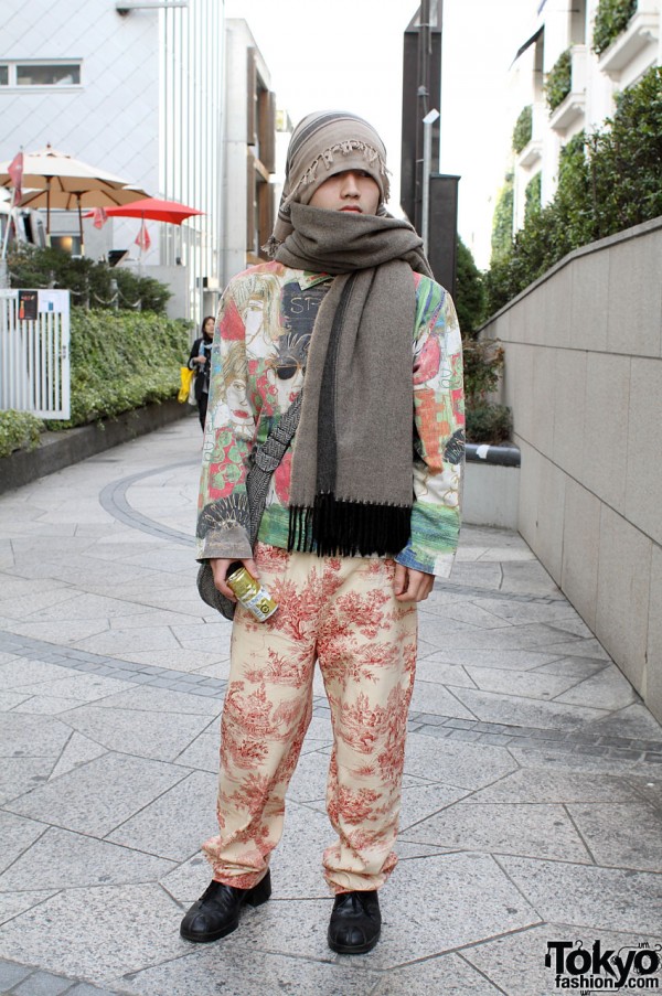 Japanese Guy with Pop Art Jacket & Toile Pants