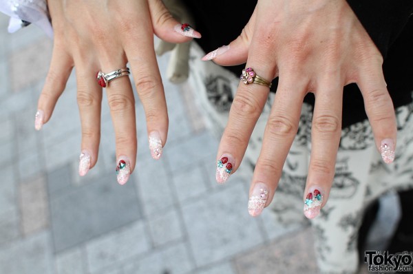 Nails decorated with Swarovski crystals