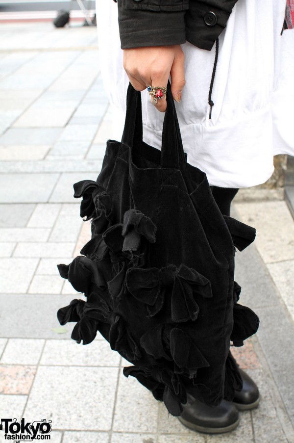 Black velveteen bag from Comme des Garcons