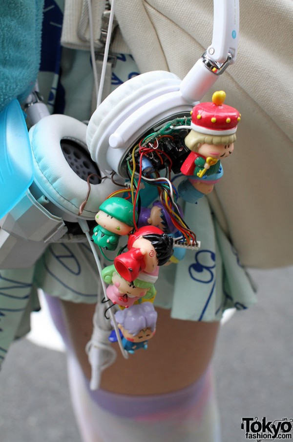 Decorated headphones with hanging toys