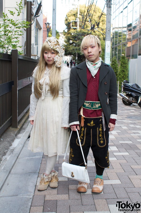 Blonde Girl & Guy with Antique Dolly Style