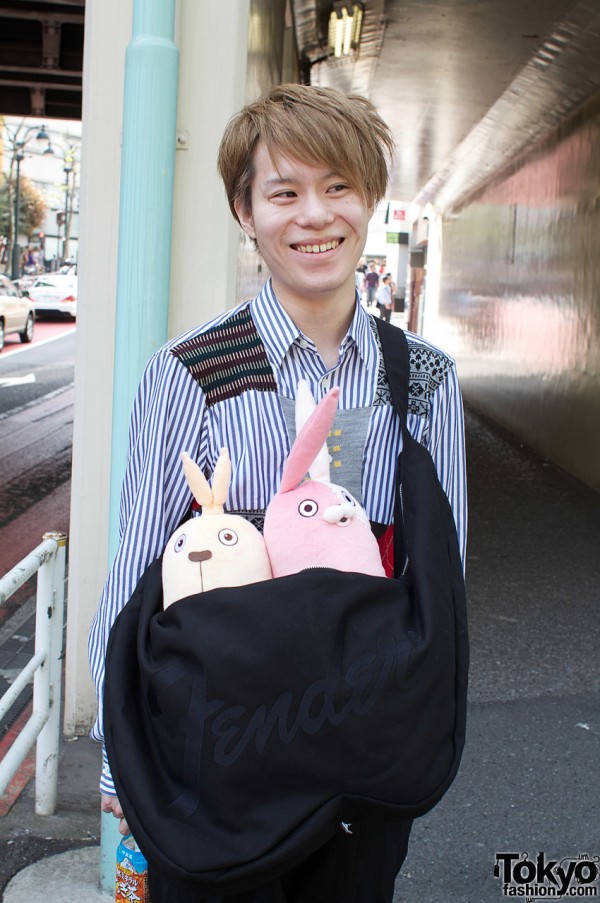 Lad Musician Fender bag with Usavich bunnies