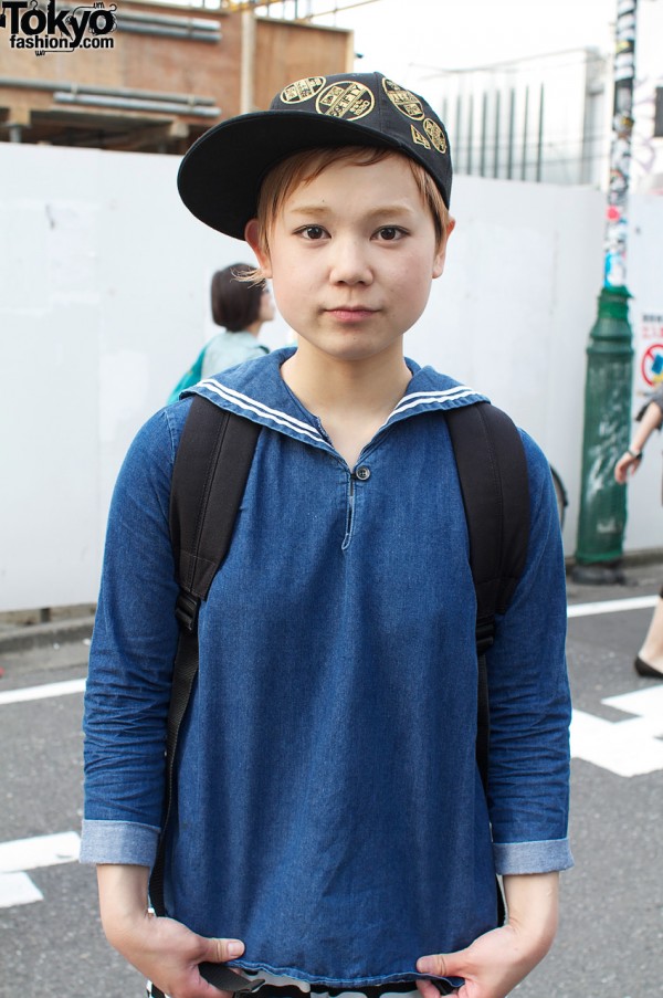 Japanese girl with resale sailor top