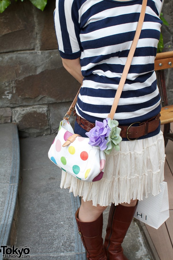 Il Bisonte leather bag with dots and flowers