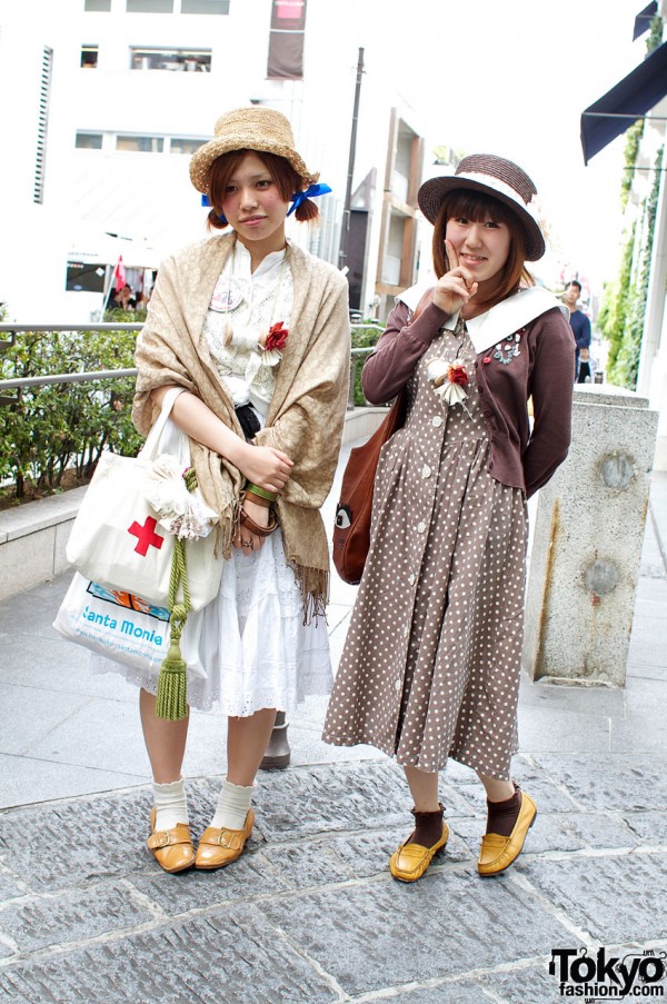 Straw Boater Hats & Lace in Harajuku