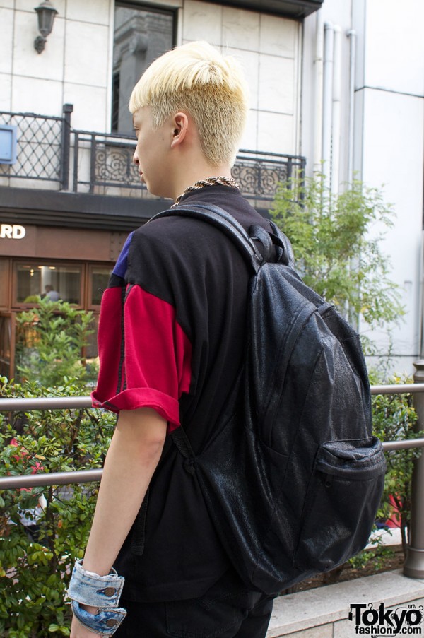 Blonde guy with American Apparel backpack