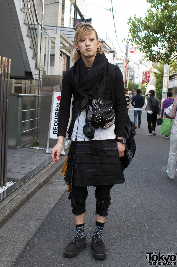 Dreadlocks, Ear Spike and Ripped Denim in Harajuku