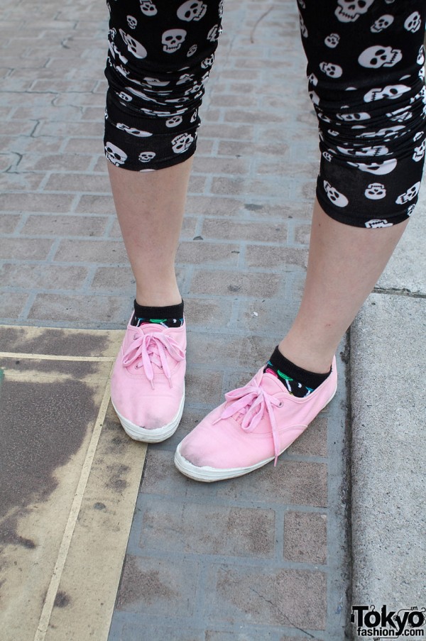 Pink resale sneakers and skull leggings