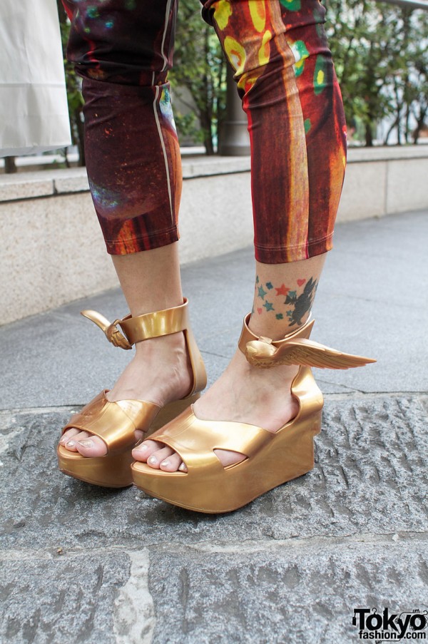 Vivienne Westwood gold winged platform sandals