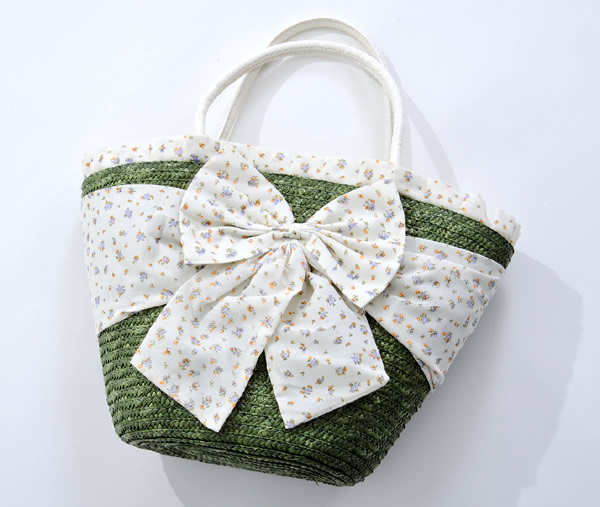 Straw Handbag With Large Bow