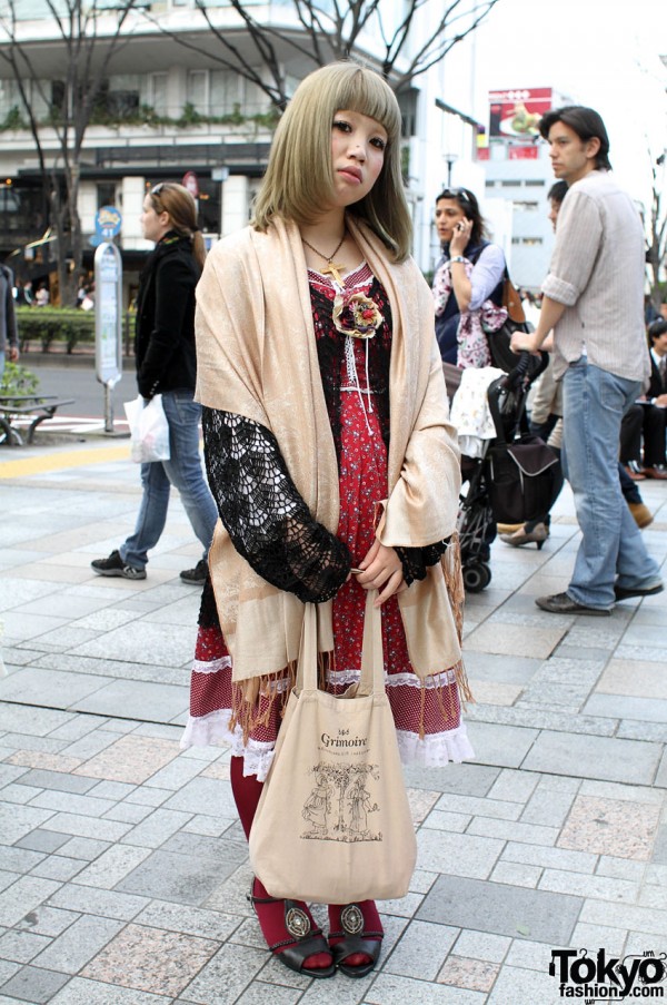 Dolly-Kei Girl in Grimoire Dress & Crochet Cardigan