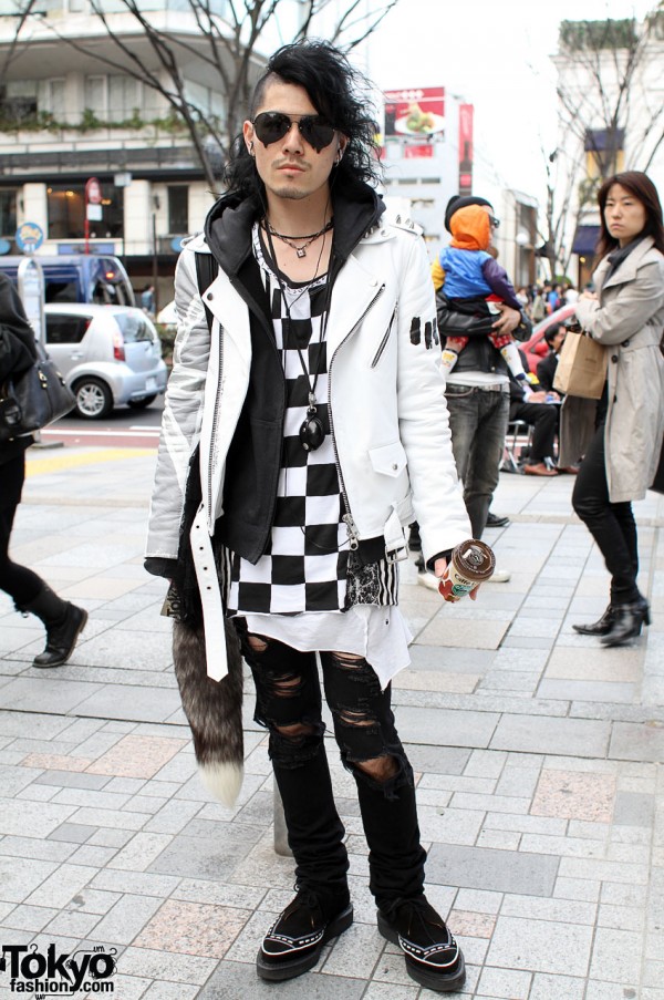 Japanese DJ in Shredded Ksubi Jeans in Harajuku