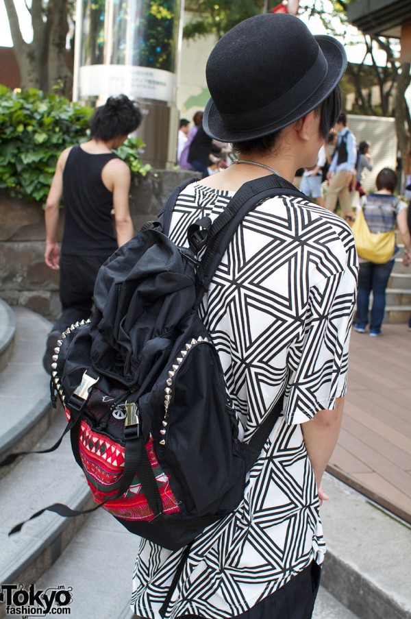 Black backpack with silver studs from Kamo
