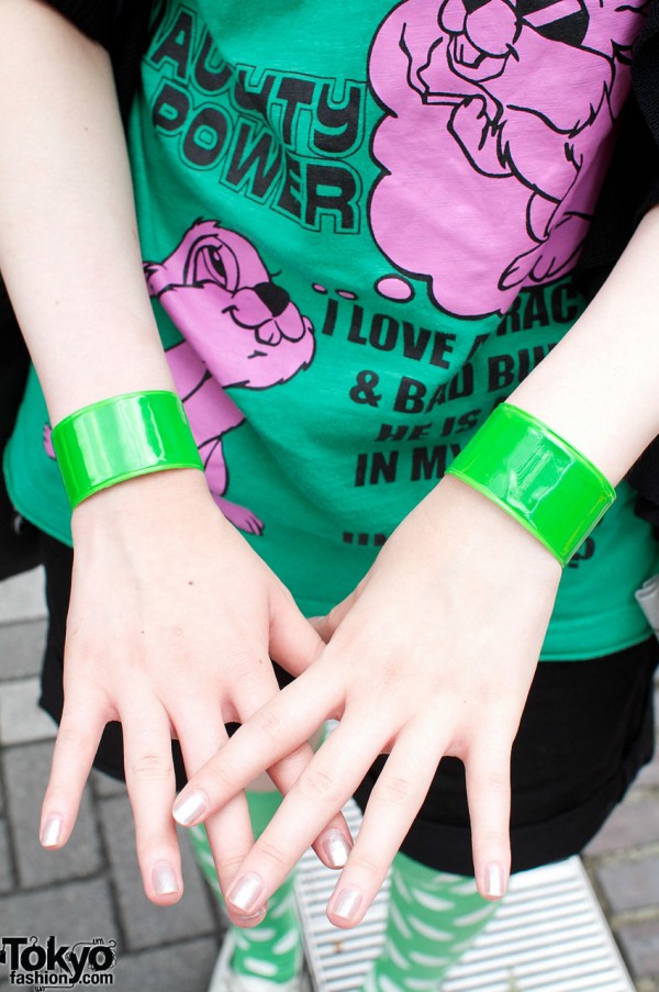 Green plastic wristbands