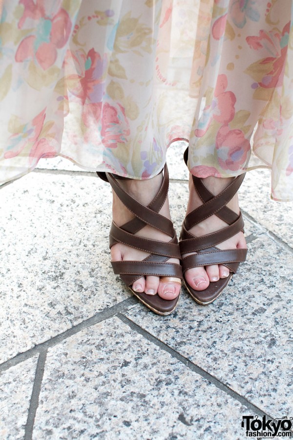 Brown high-heel sandals