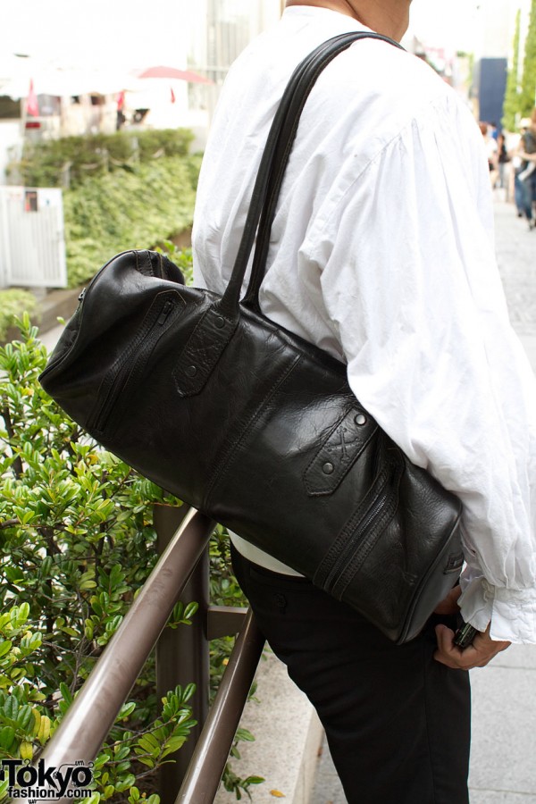 Black leather bag