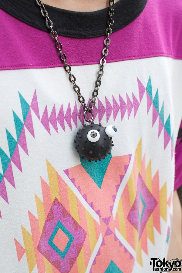 Sasquatch Fabrics top & goofy necklace