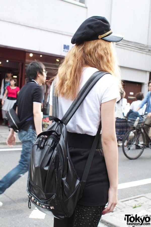 Black leather backpack