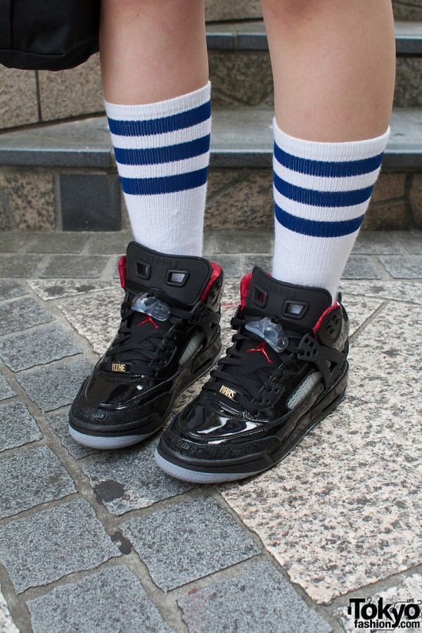 Striped socks & Nike Jordan shoes