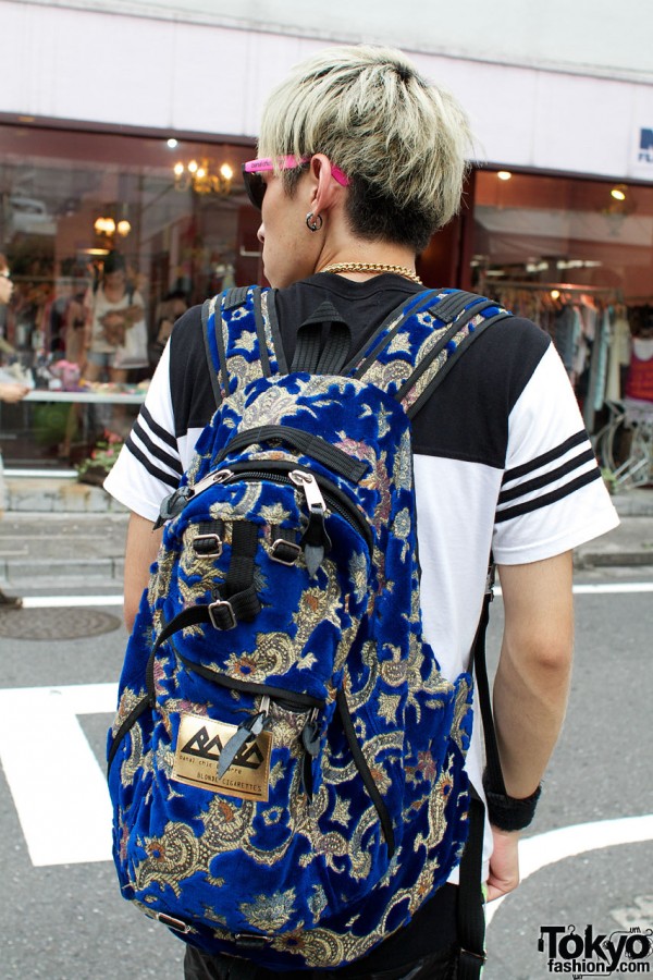 Blue patterned backpack from Banal Chic Bizarre