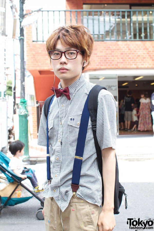 Glasses, bow tie & suspenders