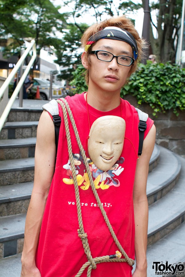 Glasses, mask & knotted rope