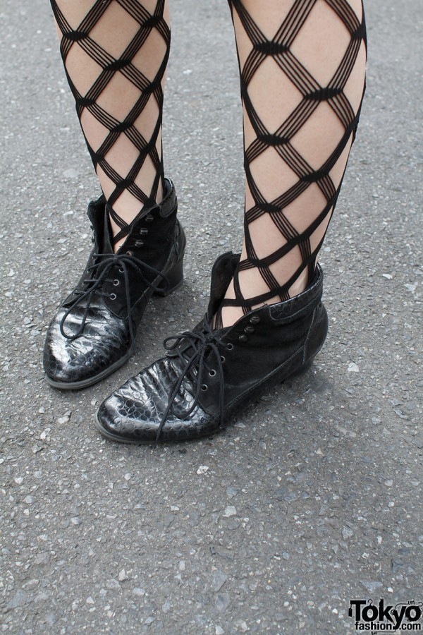 Black mesh stockings & booties