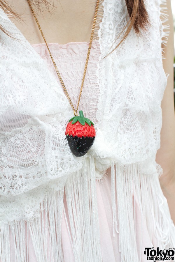 Chocolate dipped strawberry necklace