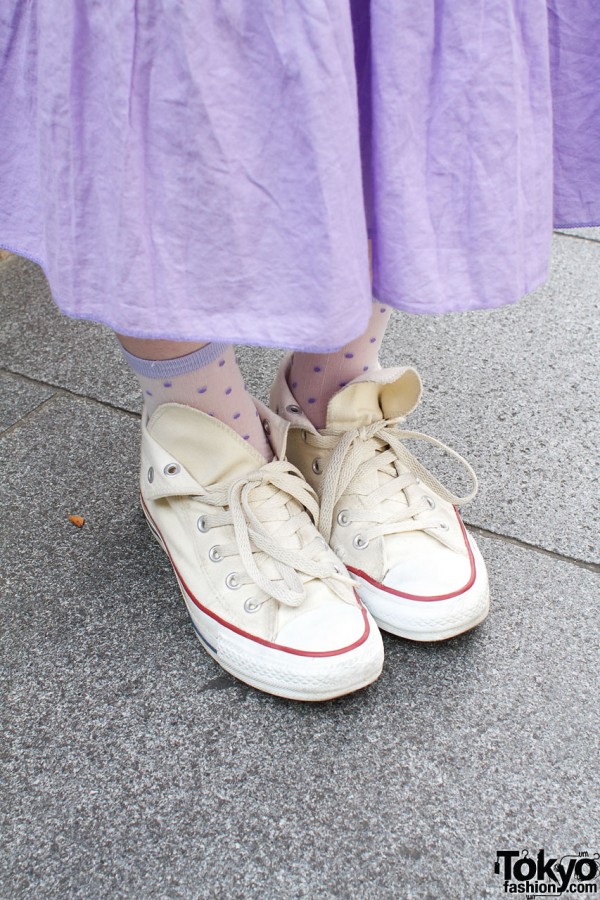 High tops with lavender dotted socks