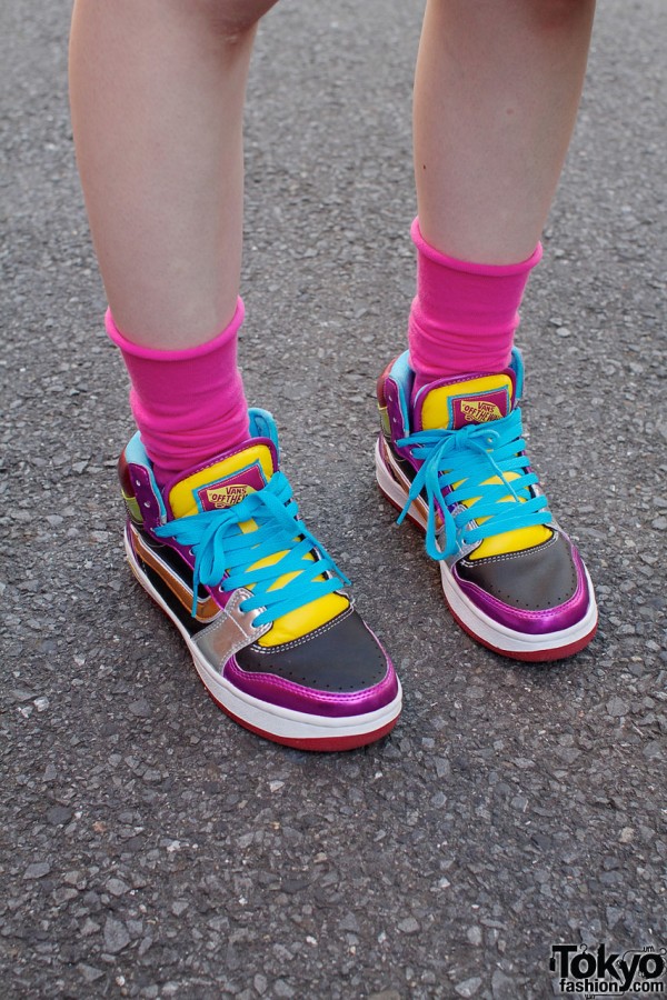 Pink socks & colorful Van shoes