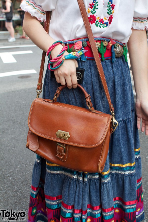 Leather satchel bag