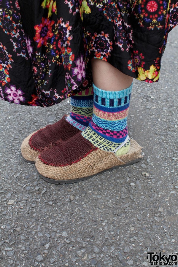 Mugendo cloth shoes & patterned socks