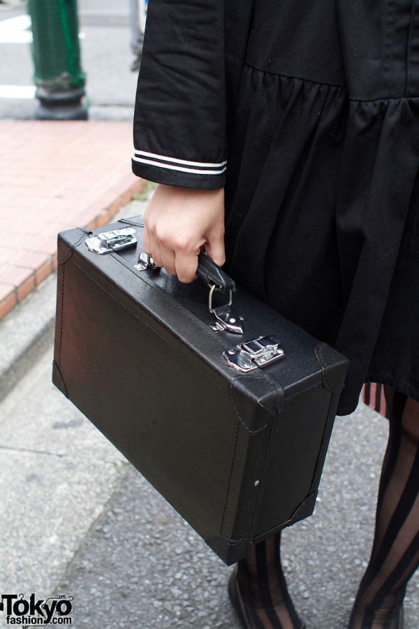 Black leather bag