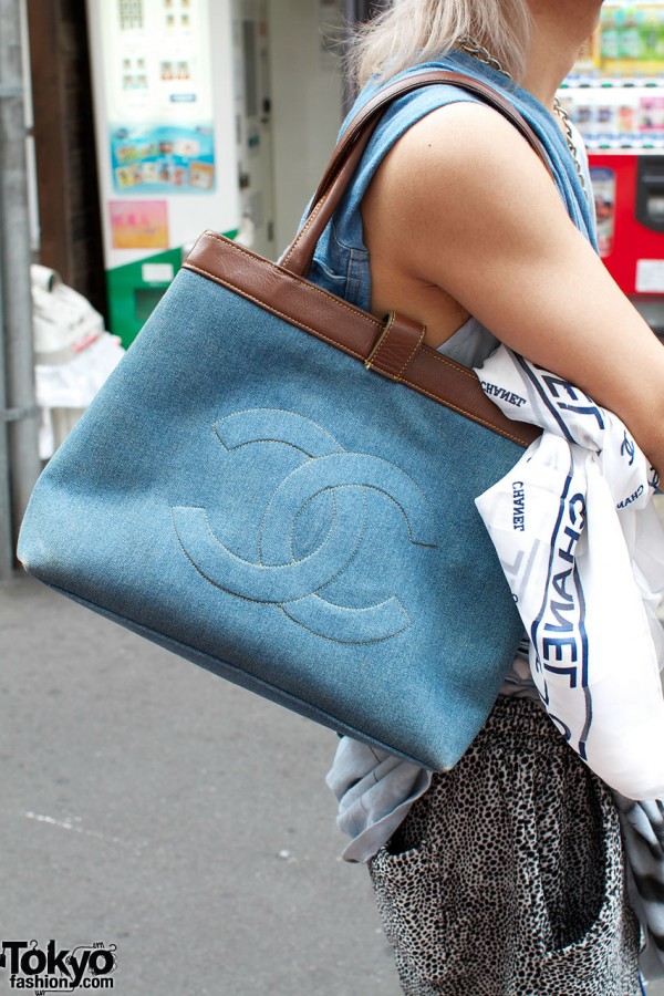 Blue Chanel bag & scarf