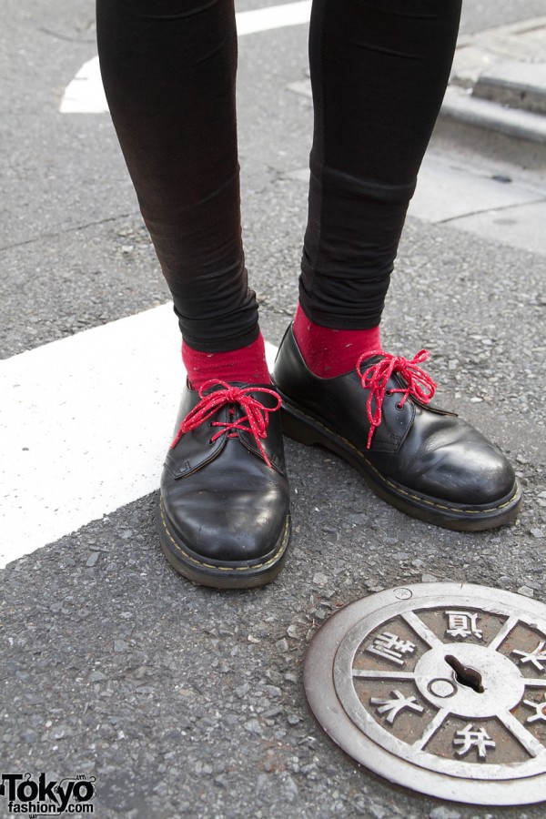 Doctor Martens shoes with red laces