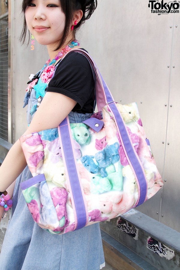 Milk teddy bear tote bag