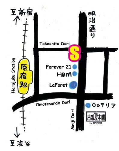 Spinns Harajuku Map