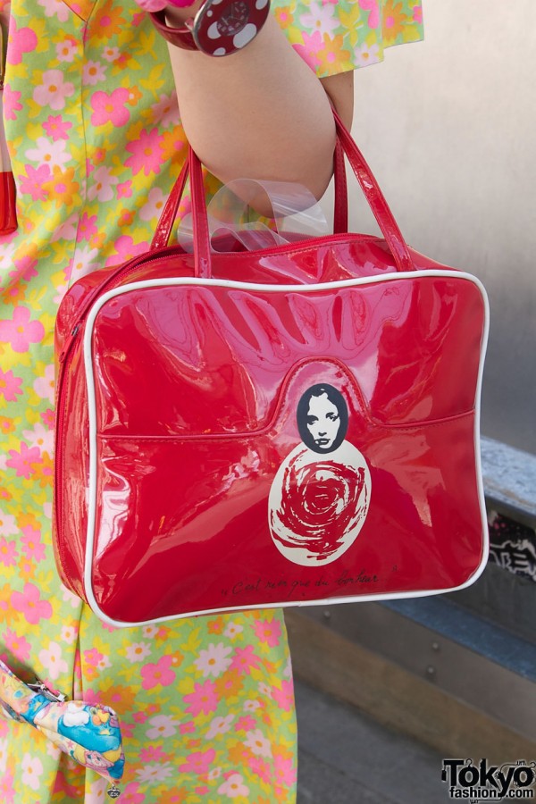 Red vinyl purse