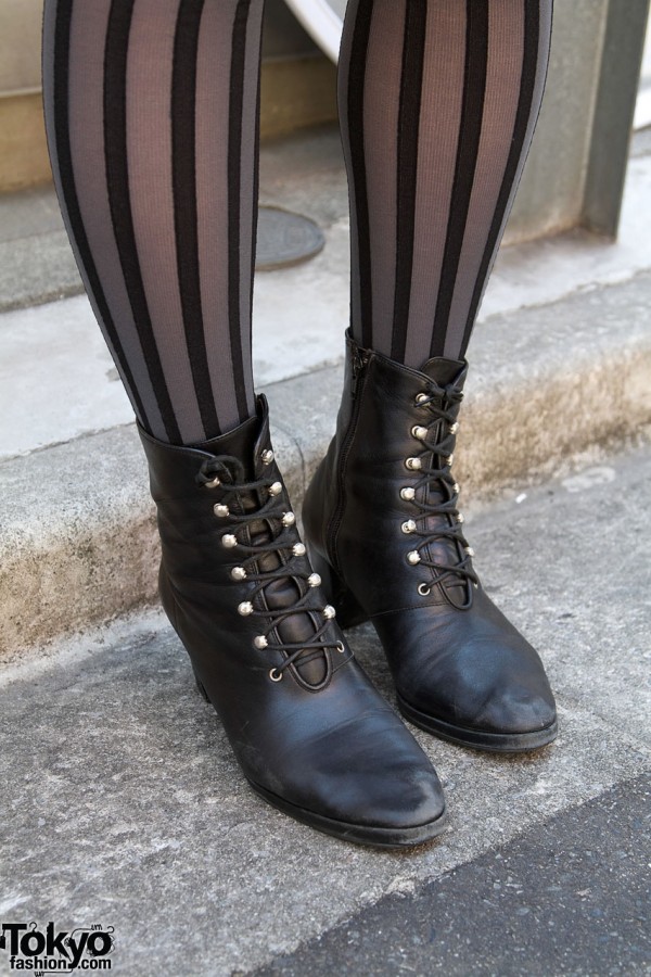 Resale lace up boots & striped stockings