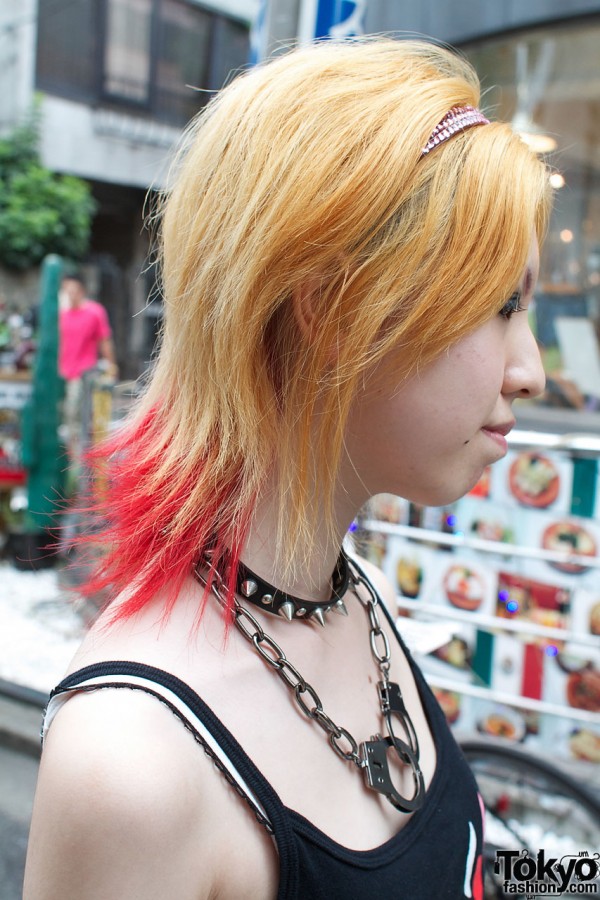 Two tone hair & spiked neck band