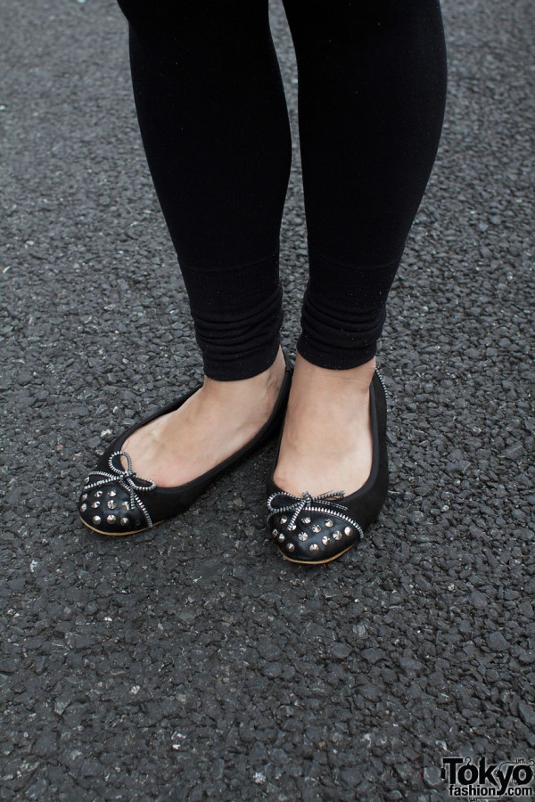 Zzz flats with studs & zippers