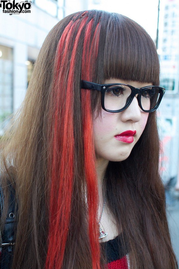 Glasses & streaked hair