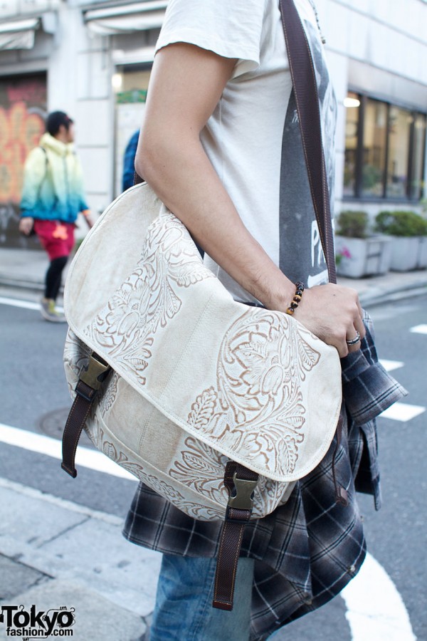 Embossed shoulder bag