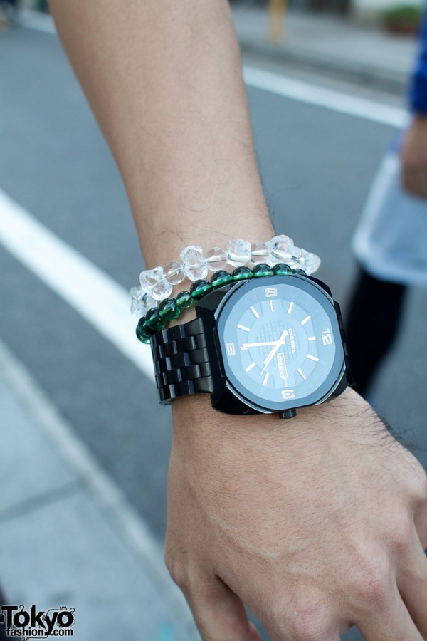 Diesel watch and beaded bracelets