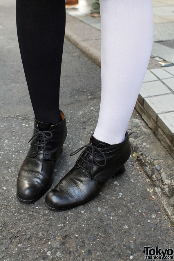 Two tone tights & black oxford heels