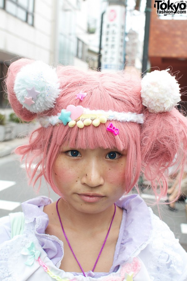 Pink pigtails & bright blue eyes