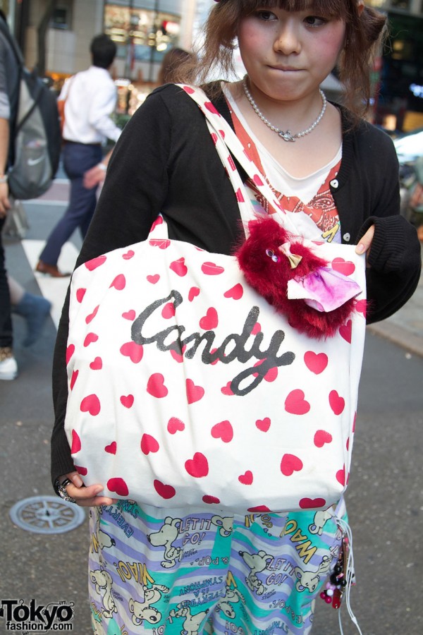 Candy Stripper heart-print bag