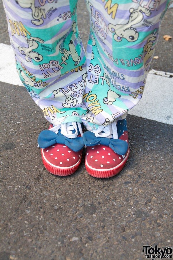 Candy Stripper polka dot shoes with bows