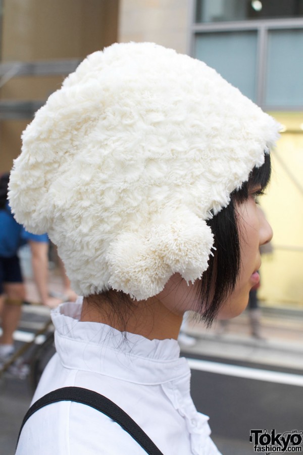Furry yarn hat